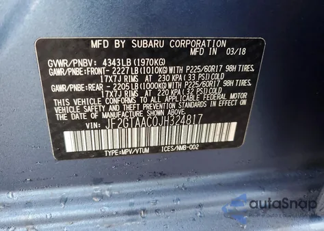 2018 Subaru Crosstrek z USA, uszkodzony, nr VIN JF2GTAAC0JH324817